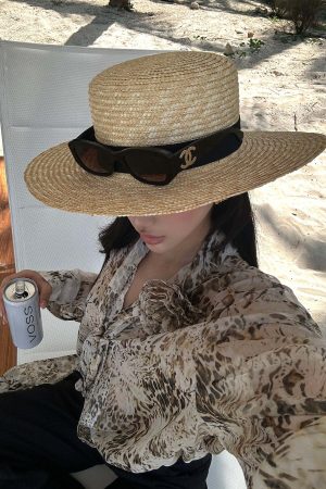 ROVENTE Sheer Leopard Blouse with Draped Tie & Rosette