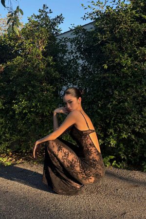 ROVENTE Sheer Velvet Maxi Dress