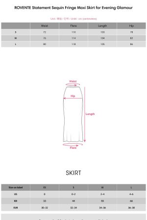 ROVENTE Statement Sequin Fringe Maxi Skirt for Evening Glamour