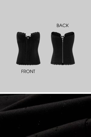 ROVENTE Strapless Corset Top with Eyelet Lace Trim and Structured Fit