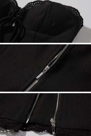 ROVENTE Strapless Corset Top with Eyelet Lace Trim and Structured Fit