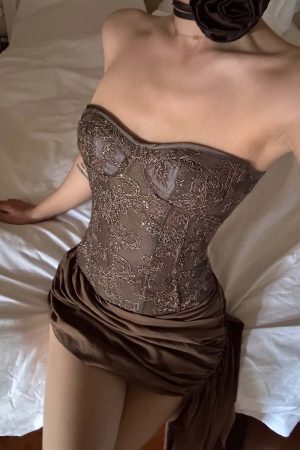 ROVENTE Strapless Lace Corset Top