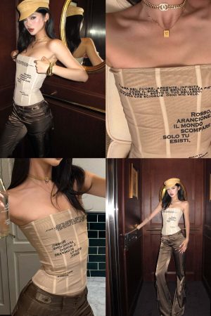 ROVENTE Strapless Mesh Corset Top