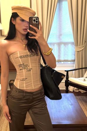 ROVENTE Strapless Mesh Corset Top