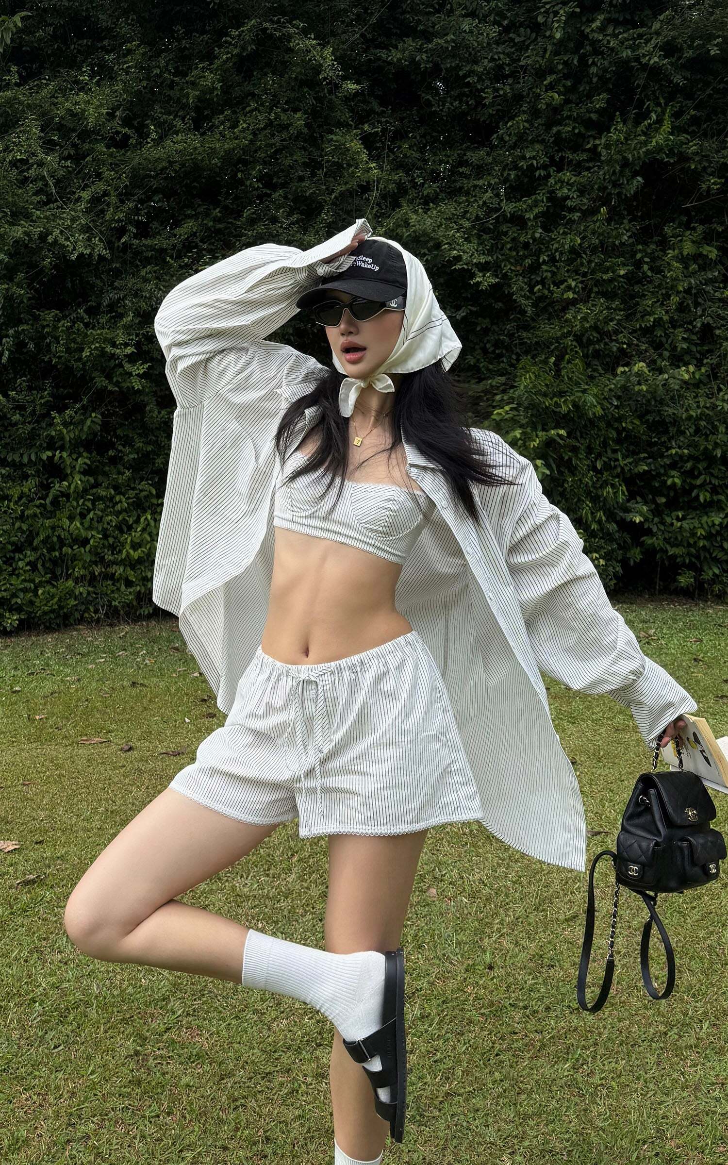 ROVENTE Striped Cotton Three-Piece Lounge Set ROVENTE Striped Cotton Three-Piece Lounge Set