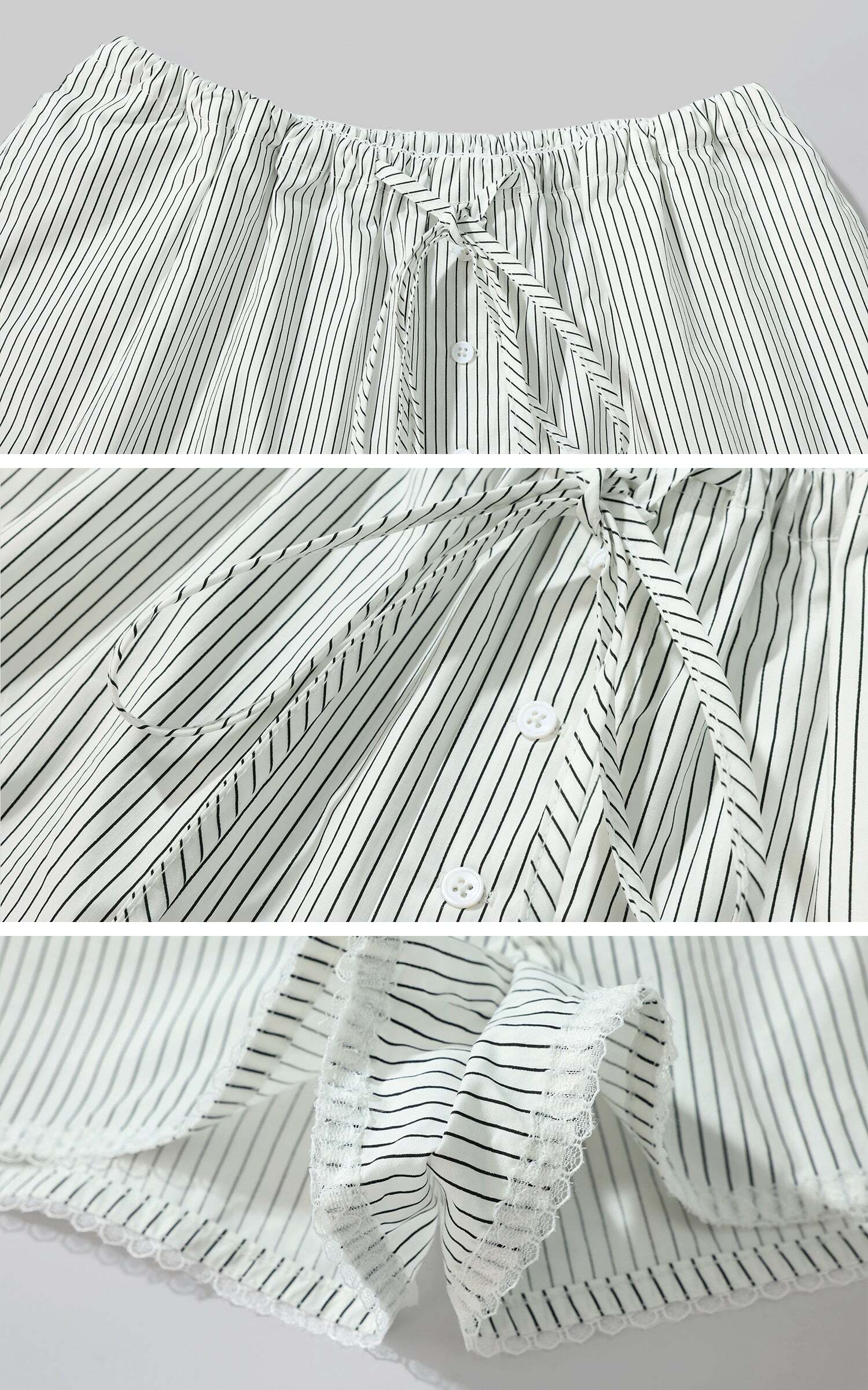 ROVENTE Striped Cotton Three-Piece Lounge Set ROVENTE Striped Cotton Three-Piece Lounge Set