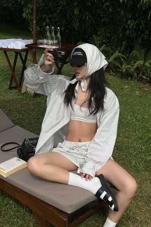 ROVENTE Striped Cotton Three-Piece Lounge Set