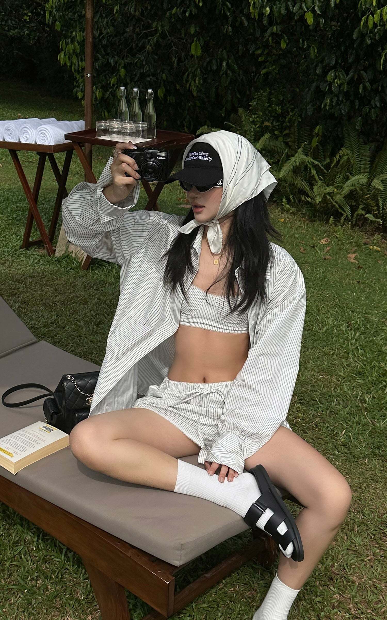 ROVENTE Striped Cotton Three-Piece Lounge Set ROVENTE Striped Cotton Three-Piece Lounge Set