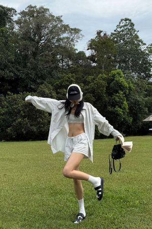 ROVENTE Striped Cotton Three-Piece Lounge Set