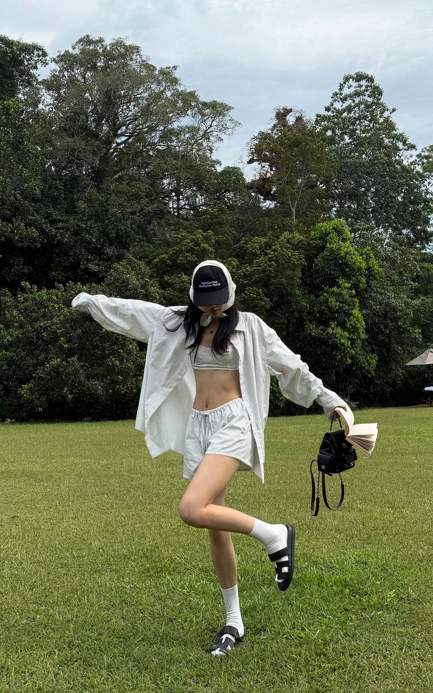 ROVENTE Striped Cotton Three-Piece Lounge Set ROVENTE Striped Cotton Three-Piece Lounge Set