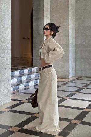 ROVENTE Structured High-Waist Column Maxi Skirt