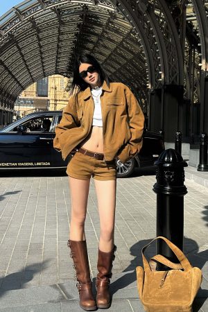 ROVENTE Suede Effect Jacket and Shorts Set