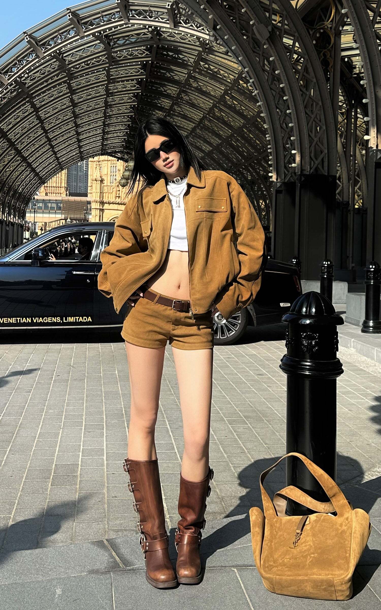 ROVENTE Suede Effect Jacket and Shorts Set ROVENTE Suede Effect Jacket and Shorts Set