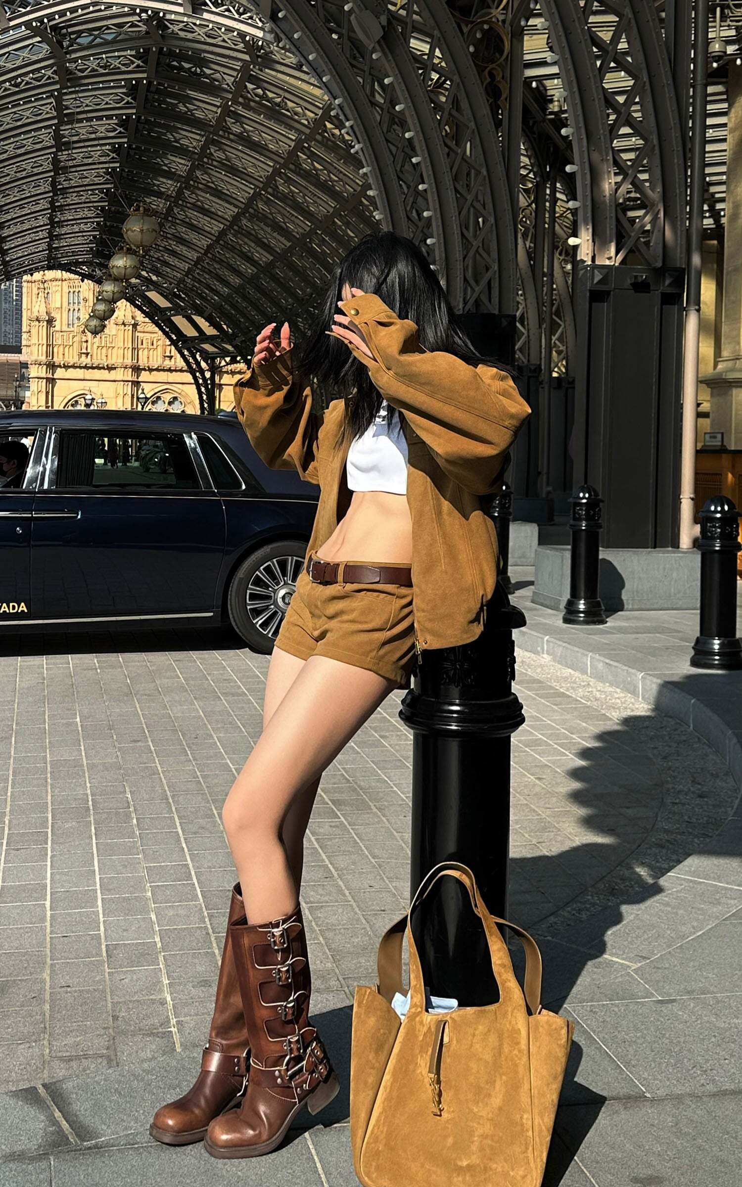 ROVENTE Suede Effect Jacket and Shorts Set ROVENTE Suede Effect Jacket and Shorts Set