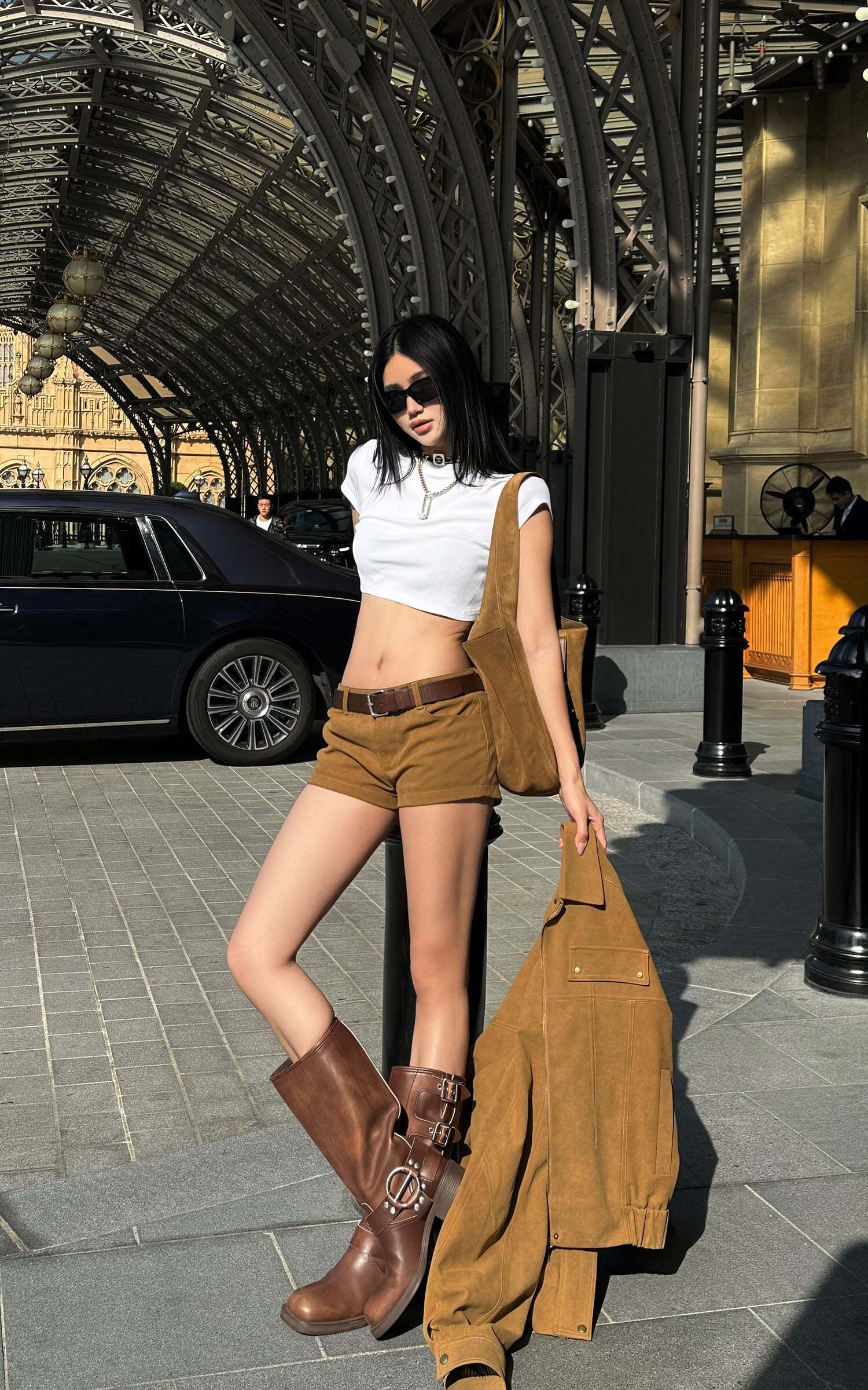 ROVENTE Suede Effect Jacket and Shorts Set ROVENTE Suede Effect Jacket and Shorts Set