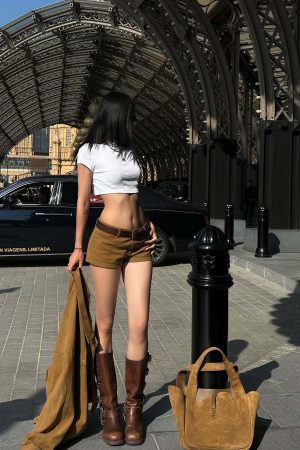 ROVENTE Suede Effect Jacket and Shorts Set