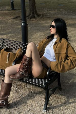 ROVENTE Suede Effect Jacket and Shorts Set