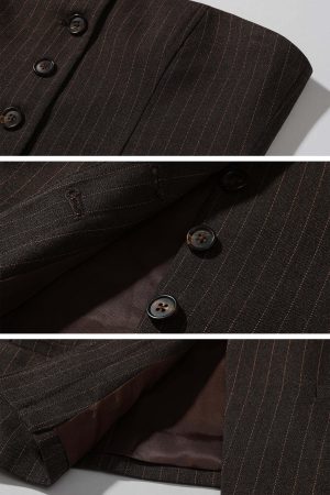 ROVENTE Tailored Pinstripe Suit Set with Blazer Corset and Wide Leg Pants