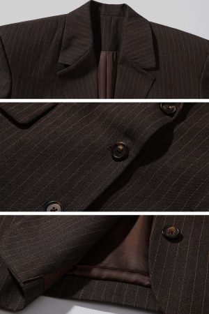 ROVENTE Tailored Pinstripe Suit Set with Blazer Corset and Wide Leg Pants