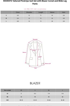 ROVENTE Tailored Pinstripe Suit Set with Blazer Corset and Wide Leg Pants