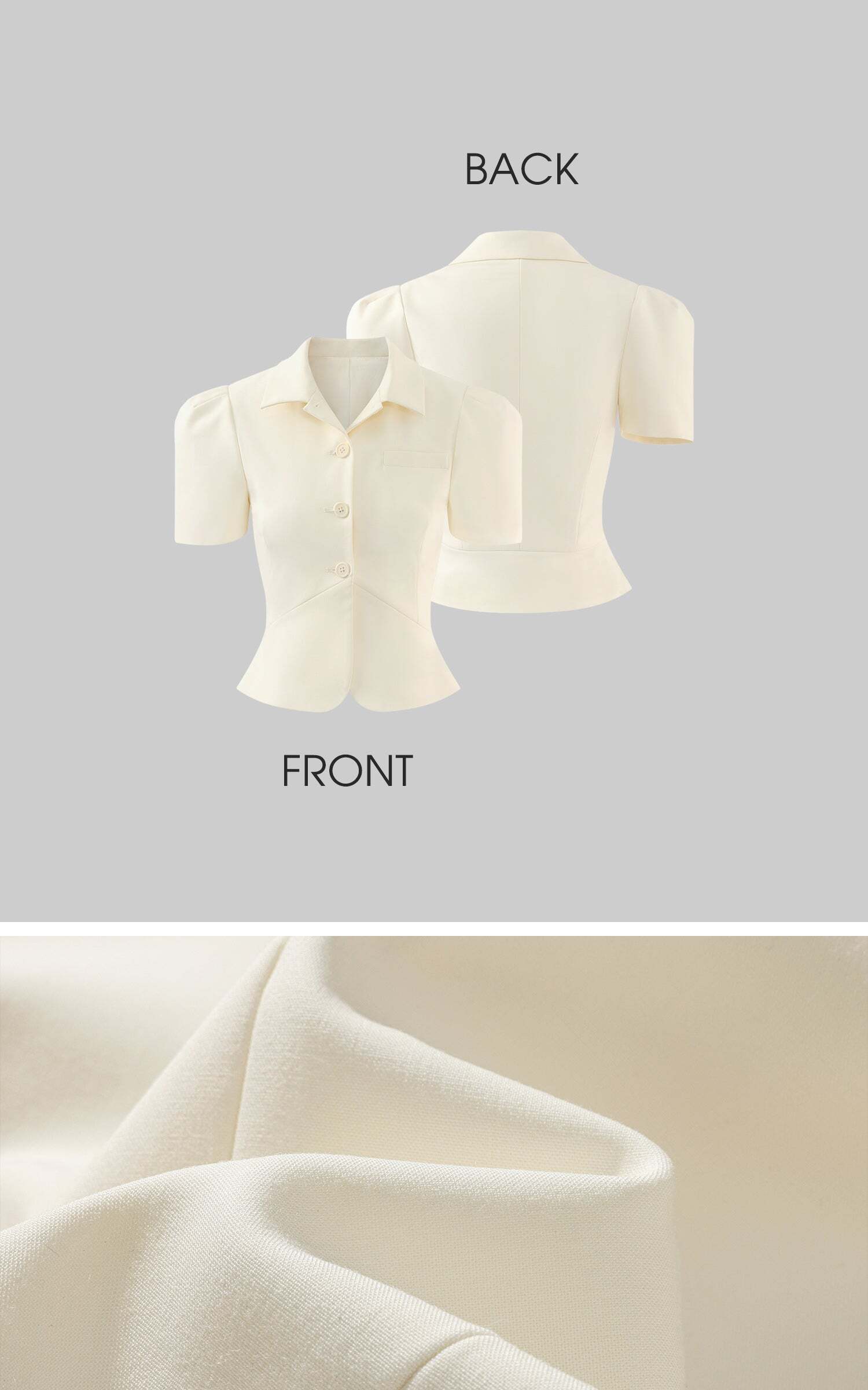 ROVENTE Tailored Puff Sleeve Shirt with Curved Hem and Fitted Waist ROVENTE Tailored Puff Sleeve Shirt with Curved Hem and Fitted Waist