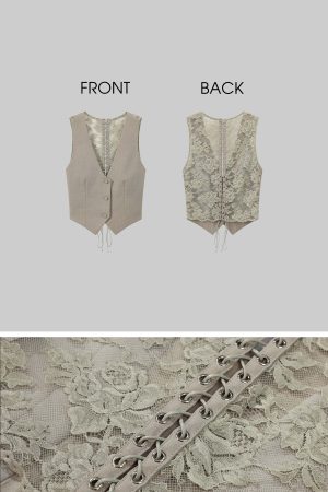 ROVENTE Tailored Vest with Lace Panel Back