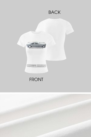 ROVENTE Vintage Car Graphic Baby Tee with Fitted Silhouette and Printed Text