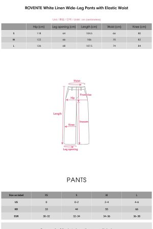 ROVENTE White Linen Wide-Leg Pants with Elastic Waist