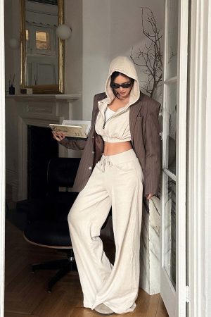 ROVENTE Wide-Leg Drawstring Sweatpants