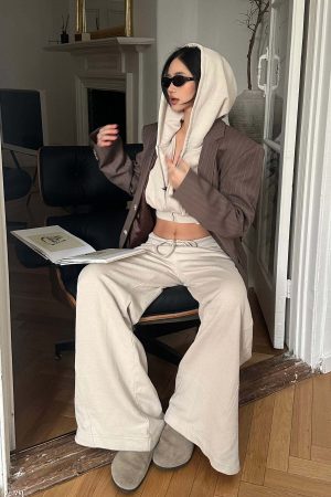 ROVENTE Wide-Leg Drawstring Sweatpants