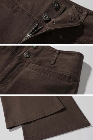 ROVENTE Wide Leg High Waist Pants – Relaxed Silhouette with Double Button Detail