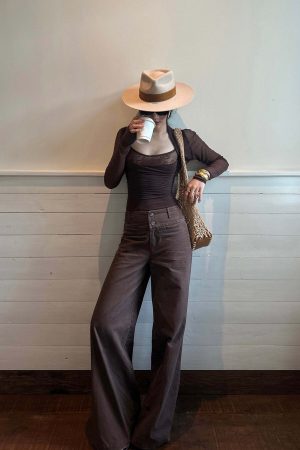 ROVENTE Wide Leg High Waist Pants – Relaxed Silhouette with Double Button Detail