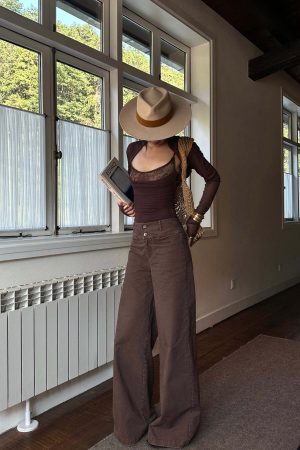 ROVENTE Wide Leg High Waist Pants – Relaxed Silhouette with Double Button Detail