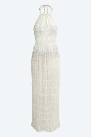 Ruched Backless Top & Maxi Skirt Two Piece Set