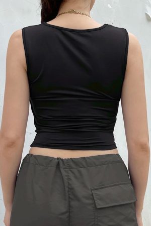 Ruched Square Neck Tank Top