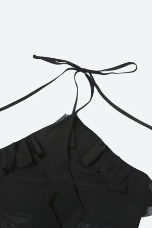 Ruffled Halter Neck Mini Dress