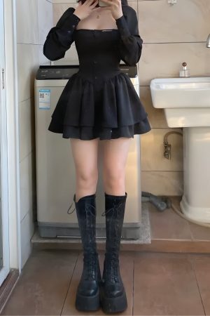 Ruffled Layered Corset Mini Dress