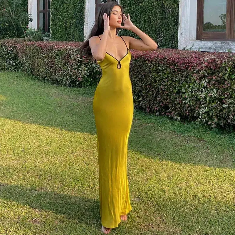 Satin Backless Maxi Dress Satin Backless Maxi Dress