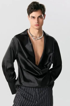 Satin Cowl Neck Shirt