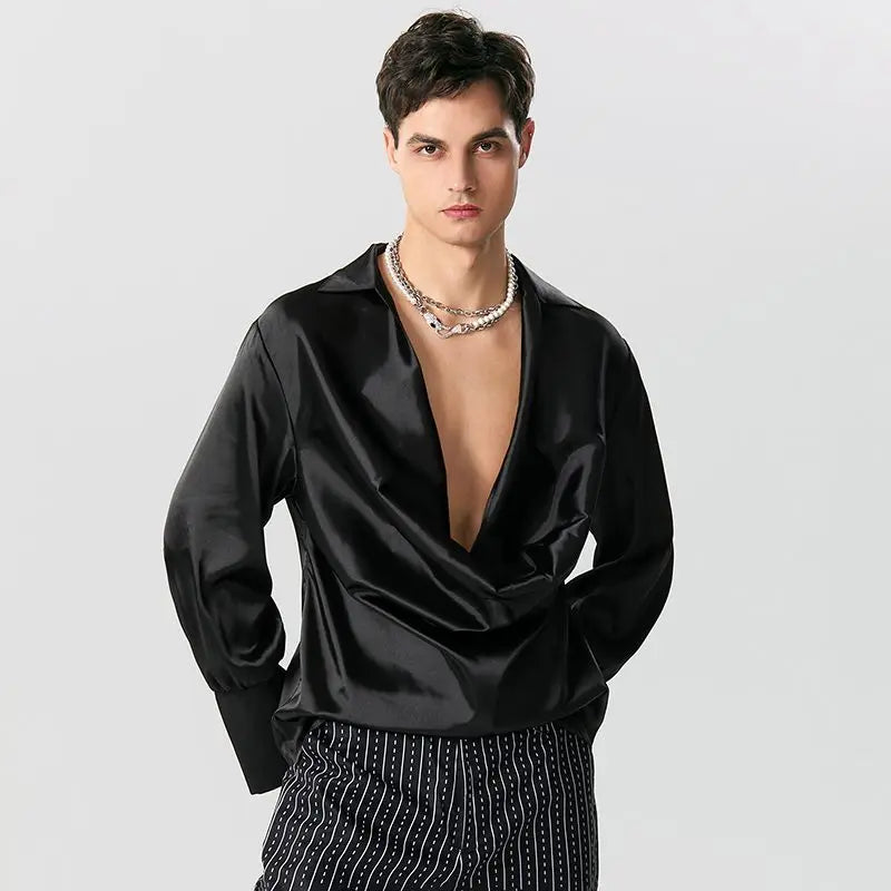 Satin Cowl Neck Shirt Satin Cowl Neck Shirt