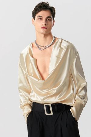 Satin Cowl Neck Shirt