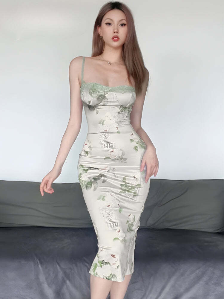 Satin Floral Midi Dress Satin Floral Midi Dress