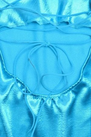 Satin Lace Up Backless Mini Dress