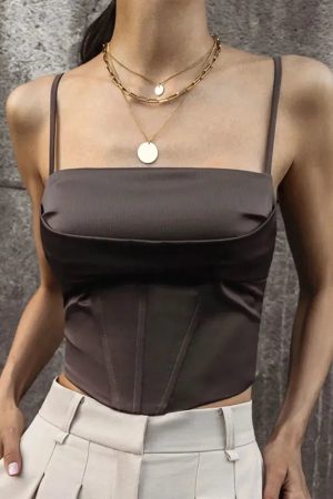 Satin Lace Up Corset Top