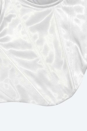 Satin Zip-Up Layered Corset Top