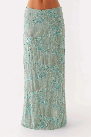 Sequin Embellished Maxi Skirt