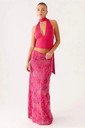 Sequin Embellished Maxi Skirt