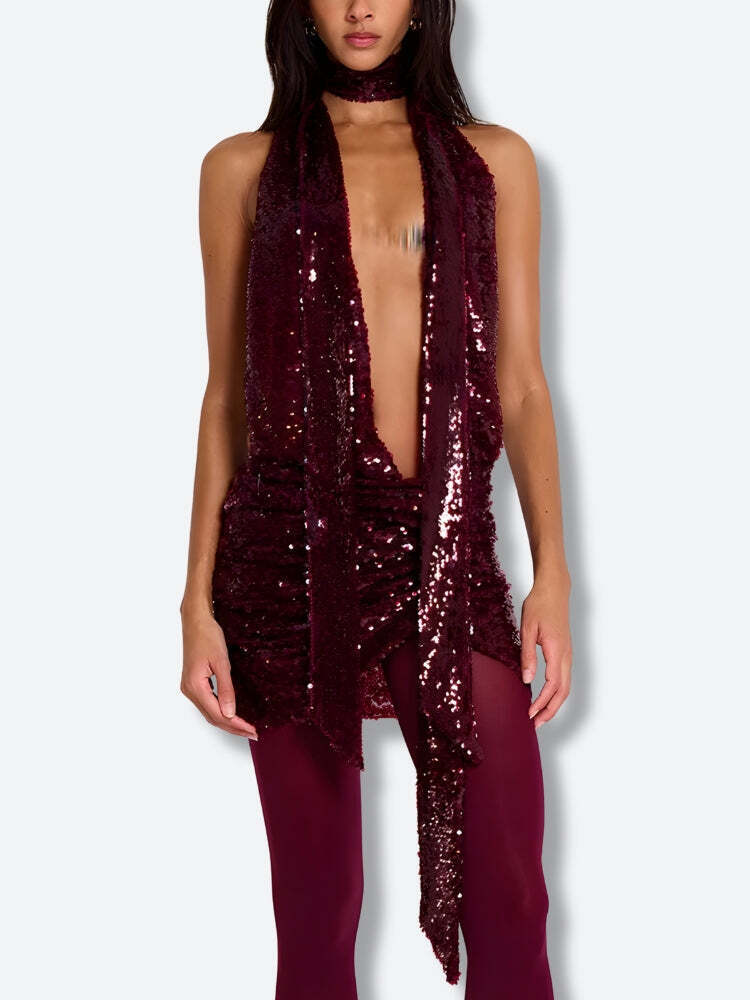 Sequined Backless Mini Dress Sequined Backless Mini Dress