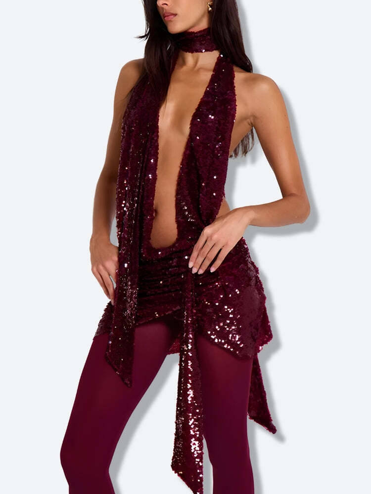 Sequined Backless Mini Dress Sequined Backless Mini Dress
