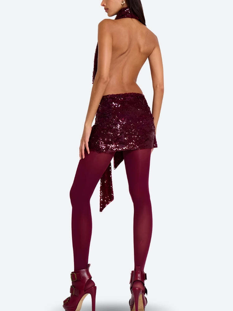 Sequined Backless Mini Dress Sequined Backless Mini Dress